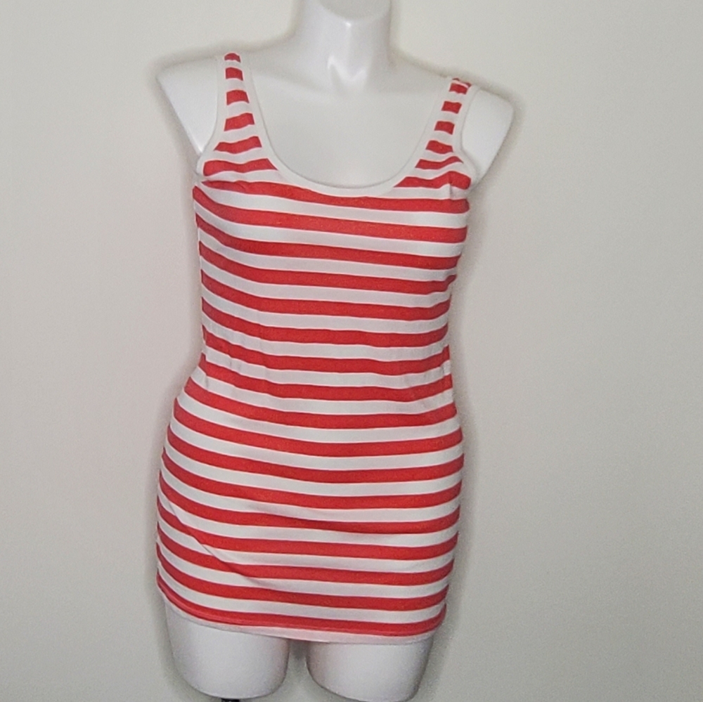5/$16 Victoria's Secret Coral & White Stripe Tank